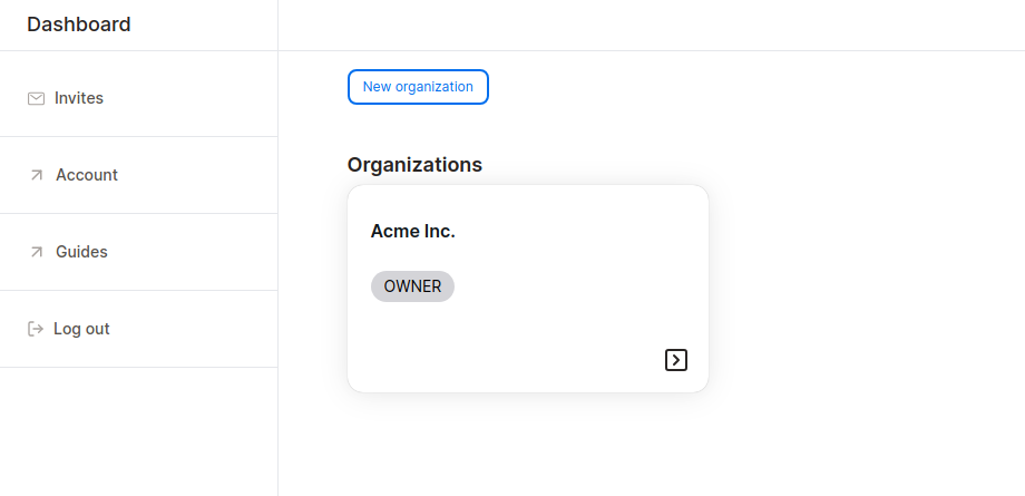 Stackoia dashboard organizations